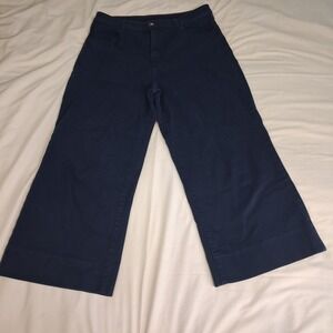 Raleigh Denim Womens Stokes Jeans Sz 31 Navy Cropped Wide Leg Casual Minimalist